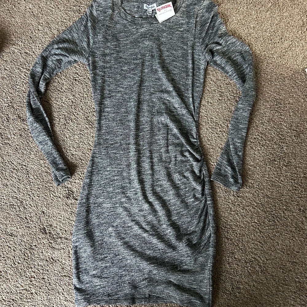 T.J.Maxx Gray Long Sleeve Bodycon Dress